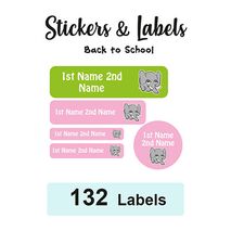 Back to School Pack Labels Elephant Girl - Pack of 132