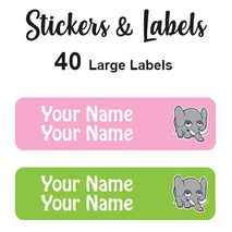 Large Labels 40pc Elephant Girl - perfect for books and bags