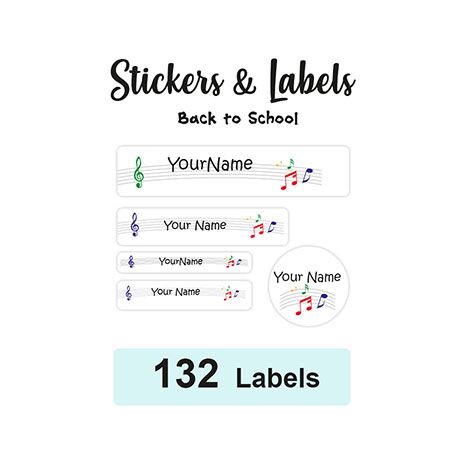 Back to School Pack Labels Music - Pack of 132