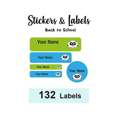 Back to School Pack Labels Panda - Pack of 132