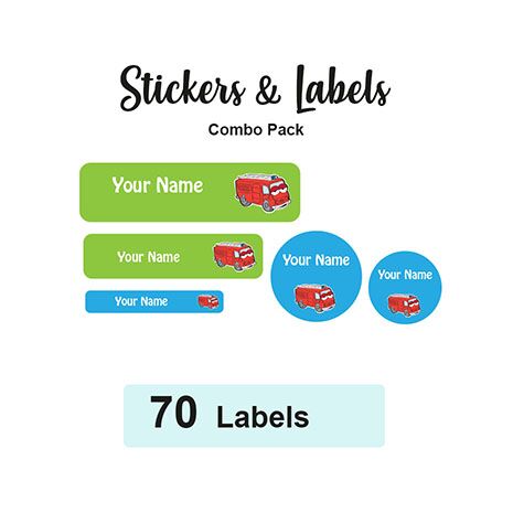 Sticker Combo Pack Labels Fire Engine - Pack of 70
