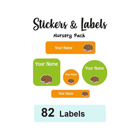 Nursery Pack Labels Hedgehog - Pack of 82