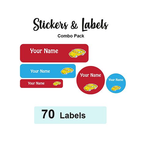 Sticker Combo Pack Labels Sport Car - Pack of 70