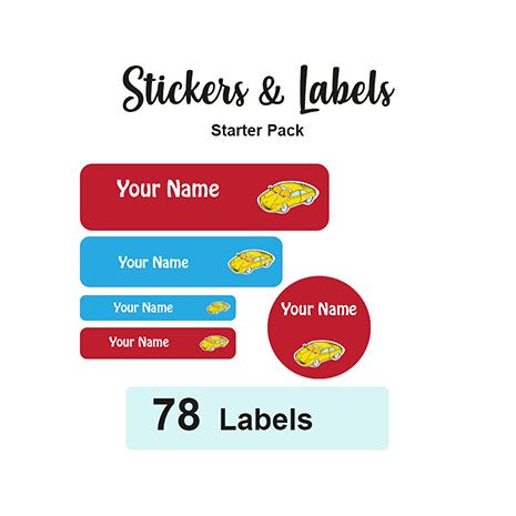 Starter Pack Labels Sport Car- Pack of 78