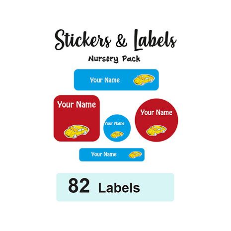 Nursery Pack Labels Sport Car - Pack of 82