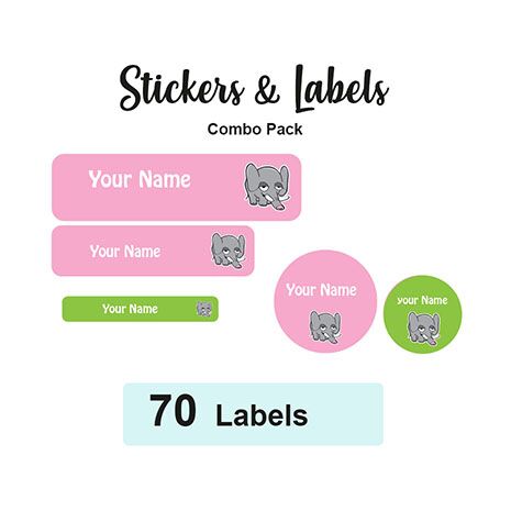 Sticker Combo Pack Labels Elephant Girl - Pack of 70