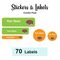 Sticker Combo Pack Labels Hedgehog - Pack of 70