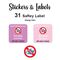 Allergy Alert Labels 31 pc - No Fish Purple & Pink