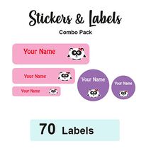 Sticker Combo Pack Labels Panda Girl - Pack of 70