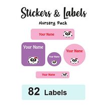 Nursery Pack Labels Panda Girl - Pack of 82