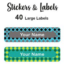 Large Labels 40pc Checks - perfect for books and bags
