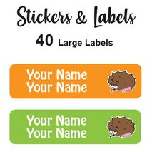 Large Labels 40pc Hedgehog - perfect for books and bags