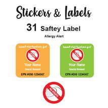 Allergy Alert Labels 31 pc - No Eggs Orange & Green