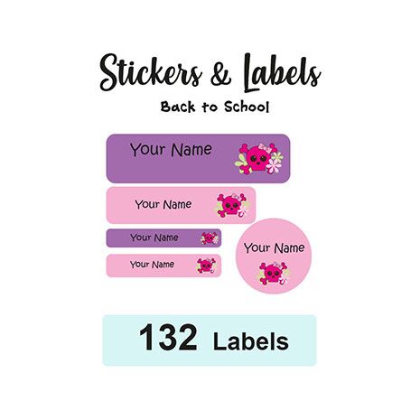 Back to School Pack Labels Skull - Pack of 132