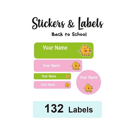 Back to School Pack Labels Camel Girl - Pack of 132