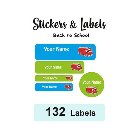 Back to School Pack Labels Fire Engine - Pack of 132