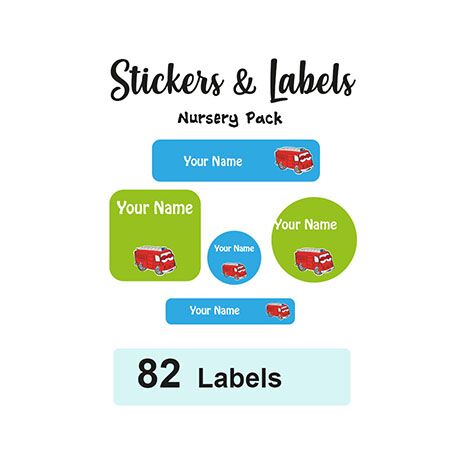 Nursery Pack Labels Fire Engine - Pack of 82
