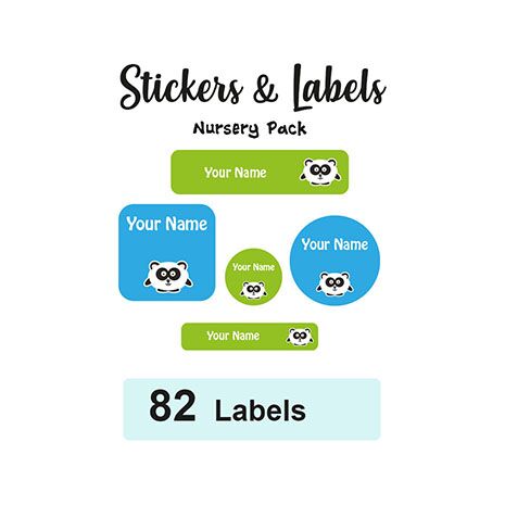Nursery Pack Labels Panda - Pack of 82