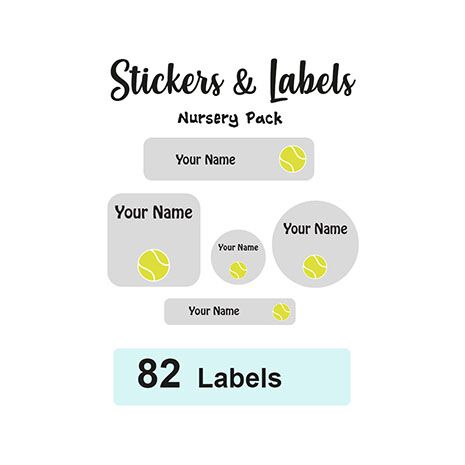 Nursery Pack Labels Tennis - Pack of 82
