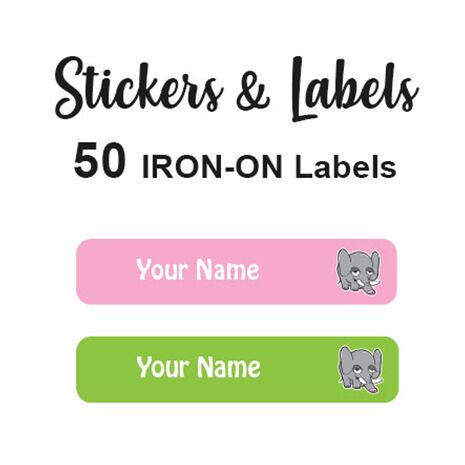 Iron-On Labels 50 pc - Elephant Girl