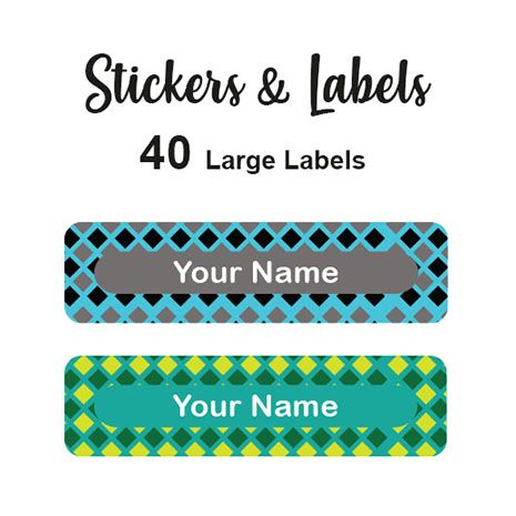 Large Labels 40pc Checks - perfect for books and bags
