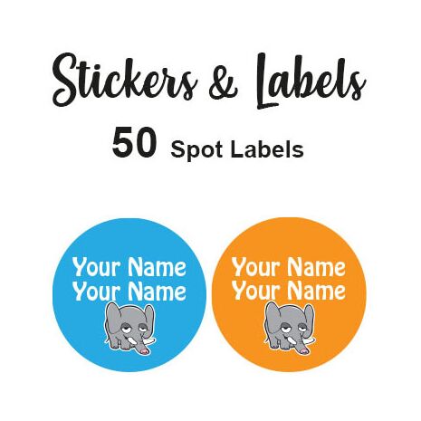 Spot Labels 50pc - Elephant Boy