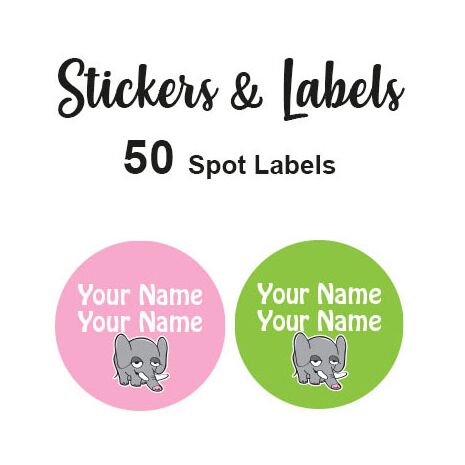 Spot Labels 50pc - Elephant Girl