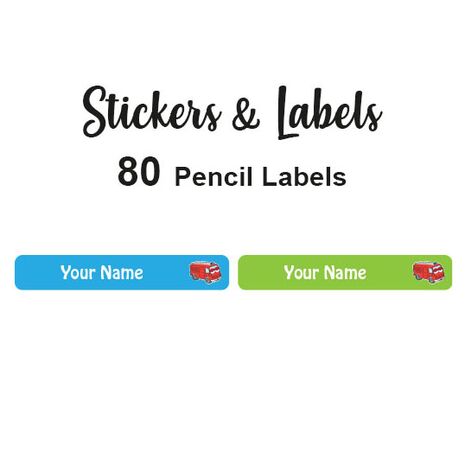 Pencil Labels 80 pc Fire Engine