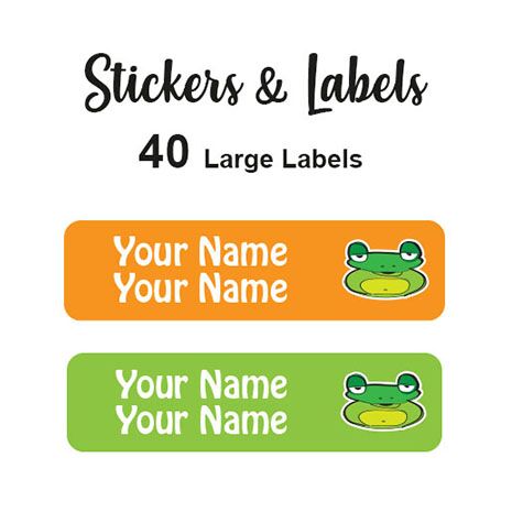 Large Labels 40pc Frog - perfect for books and bags