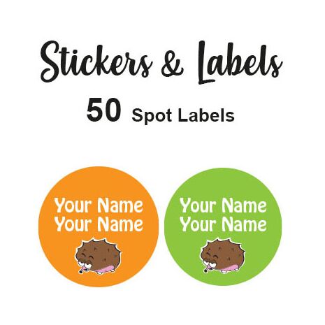 Spot Labels 50pc - Hedgehog