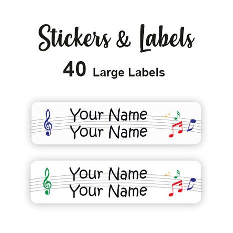Large Labels 40pc Music - perfect for books and bags