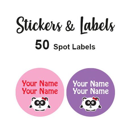 Spot Labels 50pc - Panda Girl