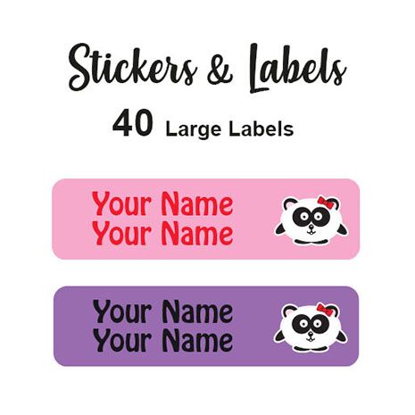 Large Labels 40pc Panda Girl - perfect for books and bags