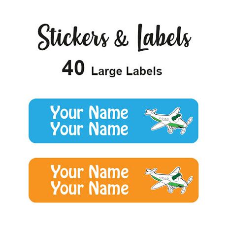 Large Labels 40pc Plane - perfect for books and bags