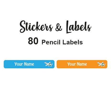 Pencil Labels 80 pc Plane