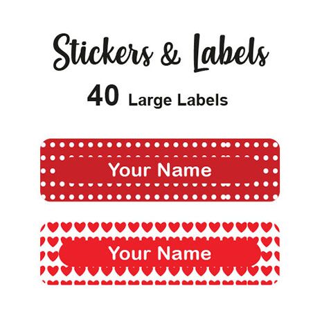 Large Labels 40pc Red - perfect for books and bags