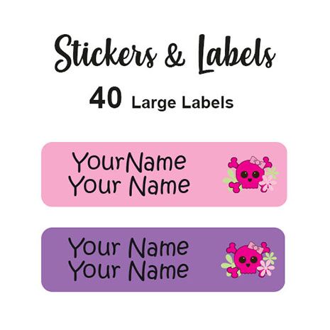 Large Labels 40pc Skull - perfect for books and bags