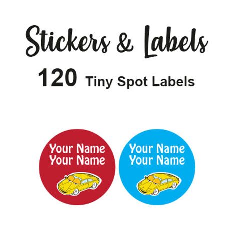 Tiny Spot Labels 120 pc - Sport Car