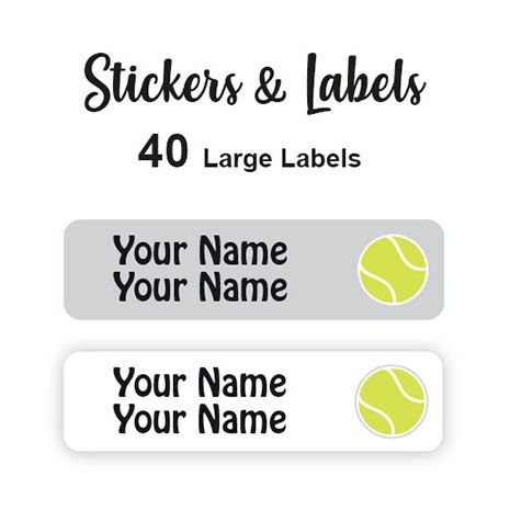 Large Labels 40pc Tennis - perfect for books and bags
