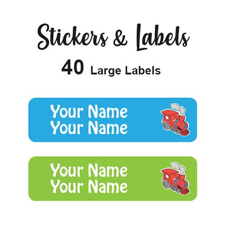 Large Labels 40pc Train - perfect for books and bags