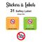 Allergy Alert Labels 31 pc - No Fish Orange & Green